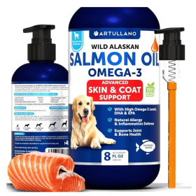 Salmon Oil For Dogs 8 FL OZ Wild Alaskan Salmon Fish Oil